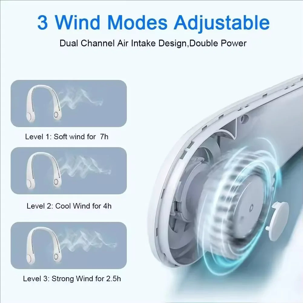 AirLoop Neck Fan — Bladeless, Rechargeable, 20H Battery