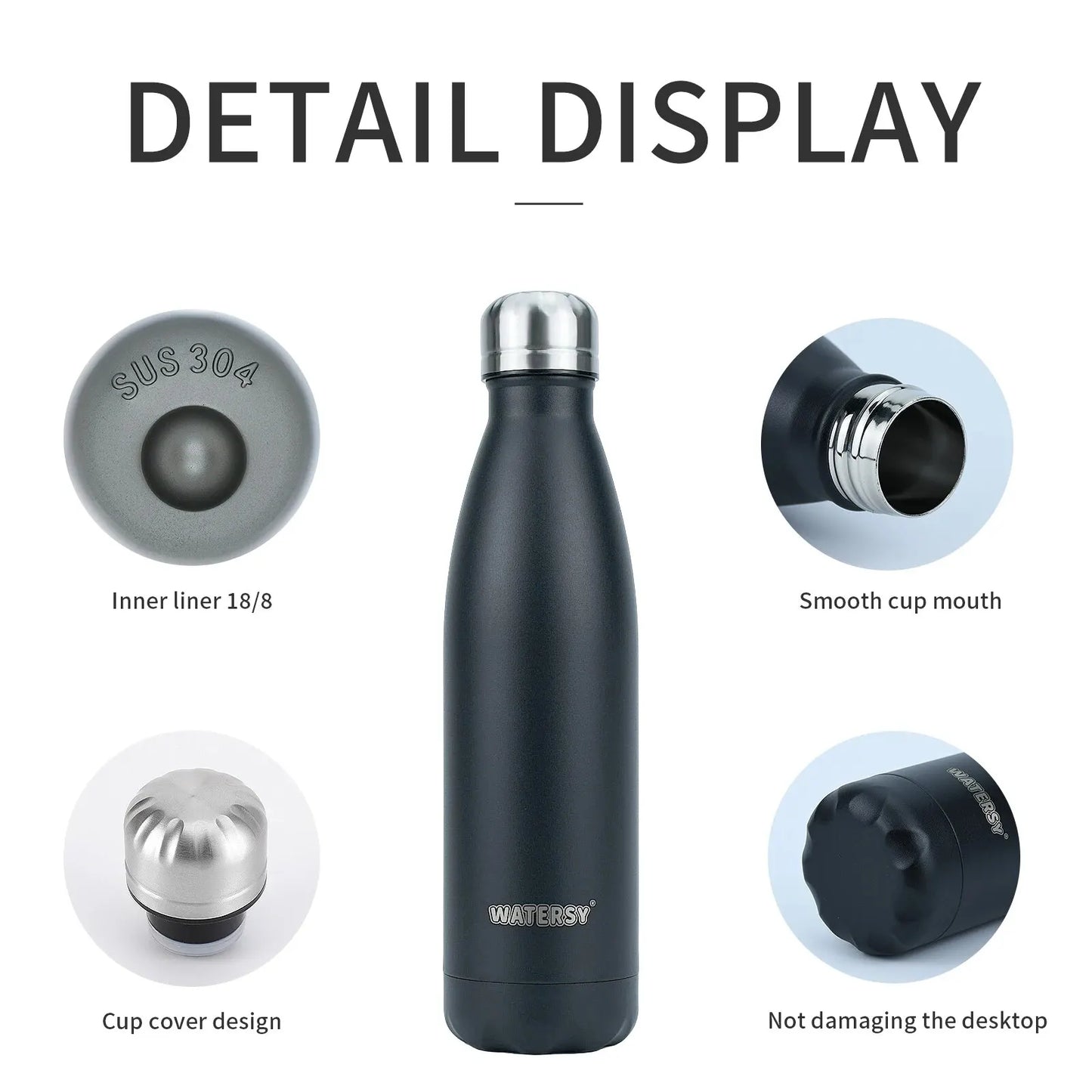 Insulated Stainless Steel Water Bottle — 500ml, 24H Cold